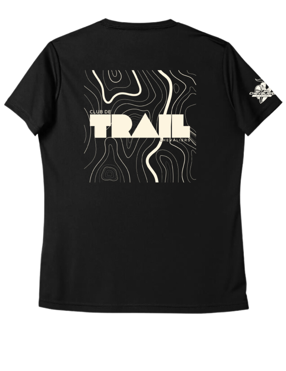 ESBTrail00 - Chandail noir en tissu technique à manches-courtes col rond - Club de trail des chevaliers