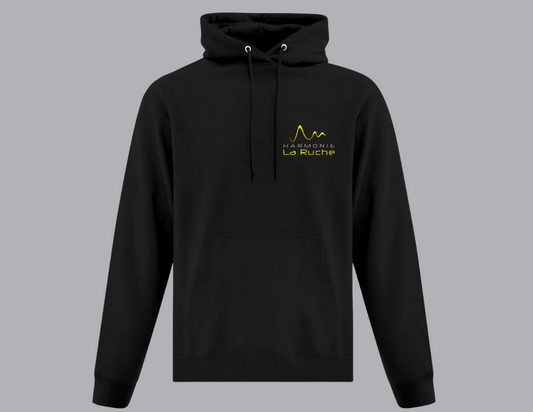 H2500N-HR-Hoodie noir à capuchon- Harmonie La Ruche
