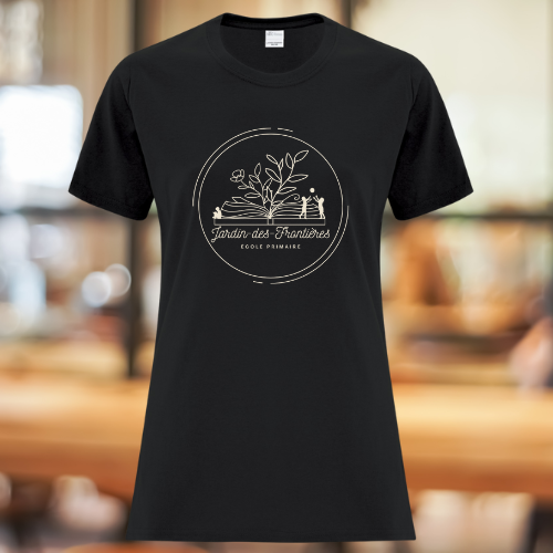 T000N-JDF- T-shirt noir école Jardins des Frontières