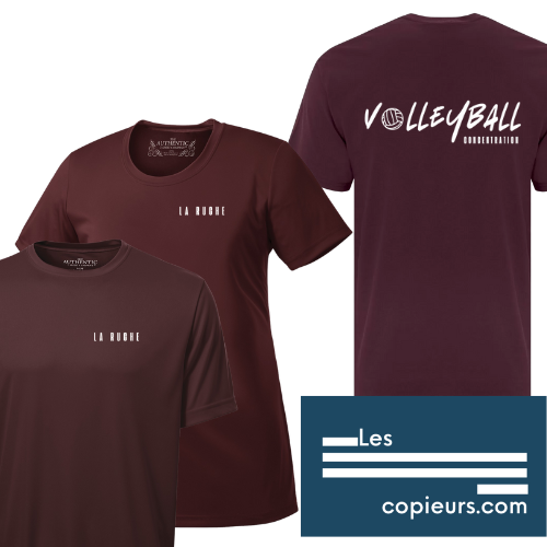 V1025 - T-shirt marron en tissus technique - CONCENTRATION VOLLEYBALL La Ruche