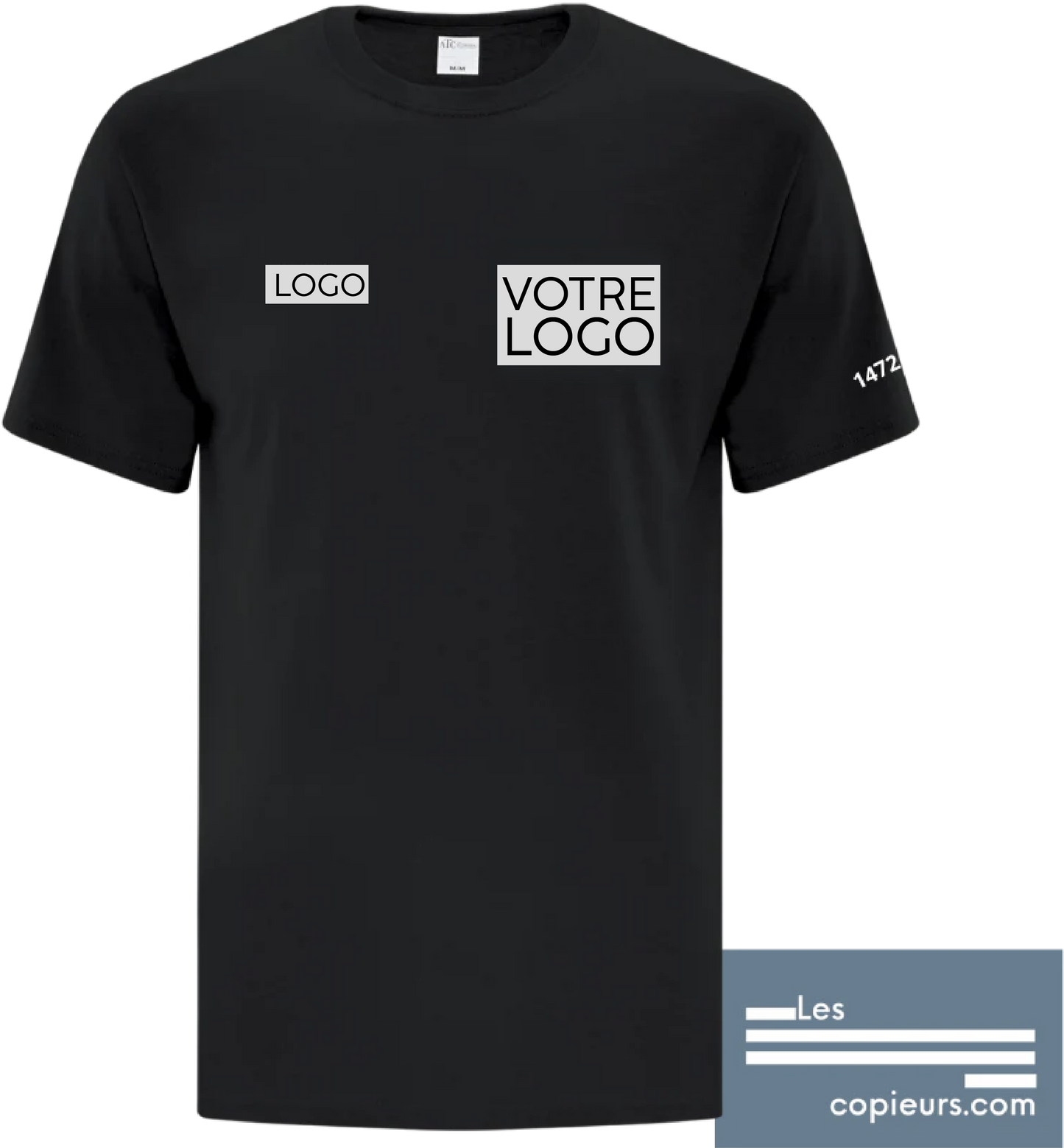 ATC1000N - Modèle pour la boutique en ligne -T-shirt noir à manches-courtes en coton
