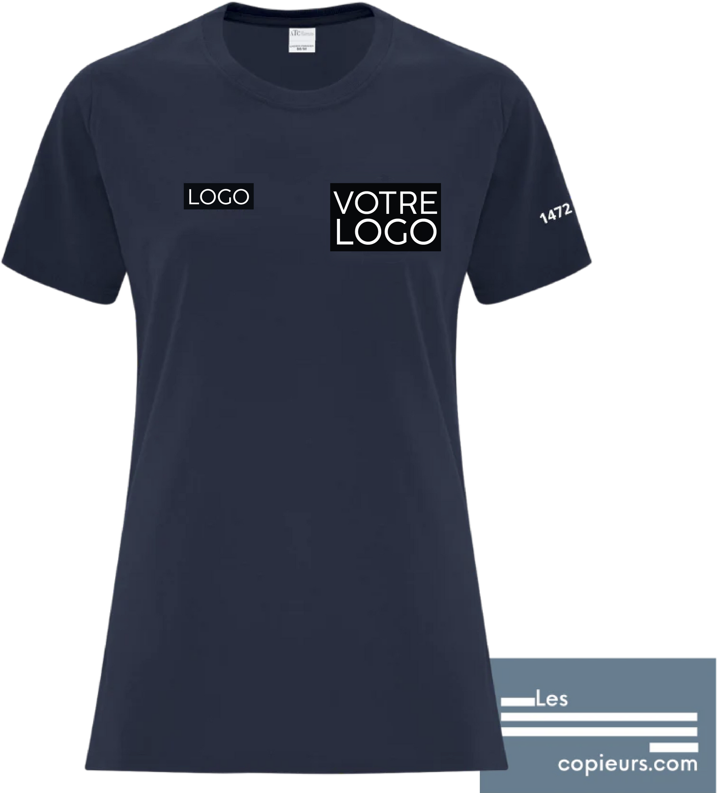 ATC1000M - Modèle pour boutique en ligne -T-shirt marine à manches-courtes en coton