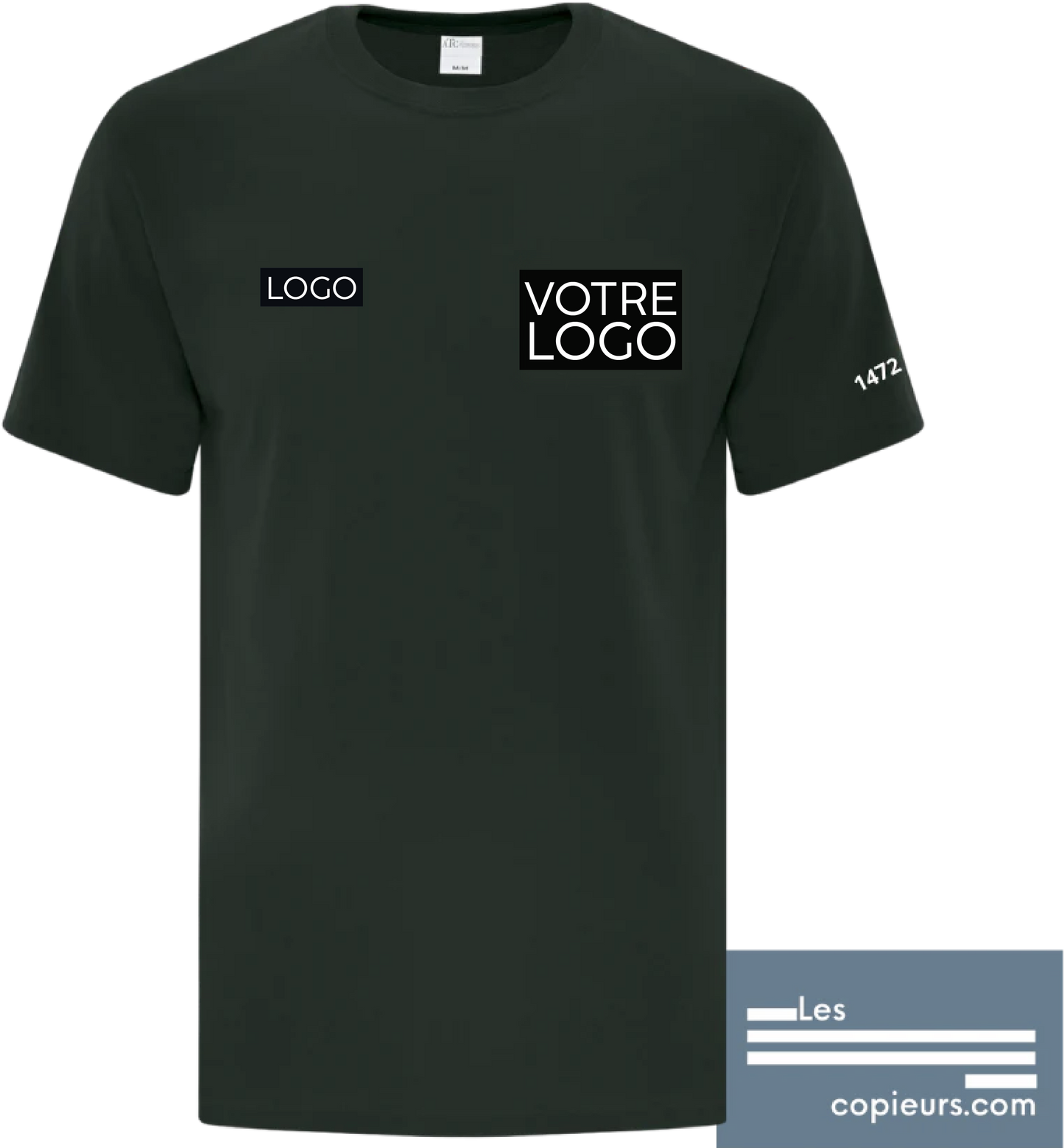 ATC1000V - Modèle boutique en ligne -T-shirt vert foncé à manches-courtes en coton