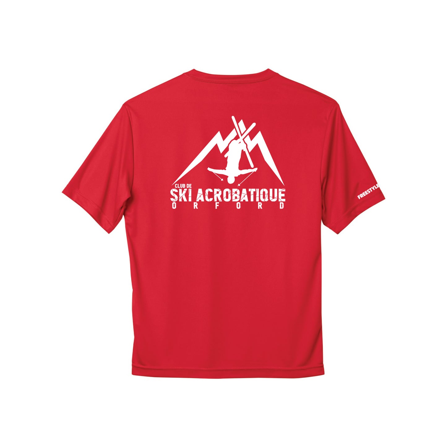 350MC-Ski acrobatique - T-shirt sport rouge à manches-courtes en tissu technique