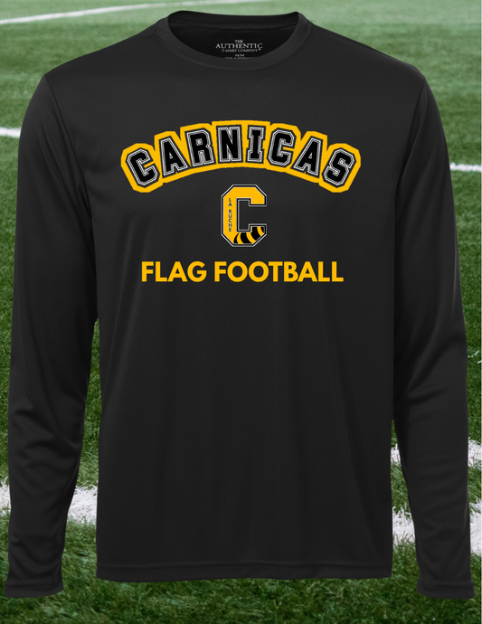 350LSCFF- Carnicas - Chandail à manches-longues en tissu technique noir Carnicas Flag Football