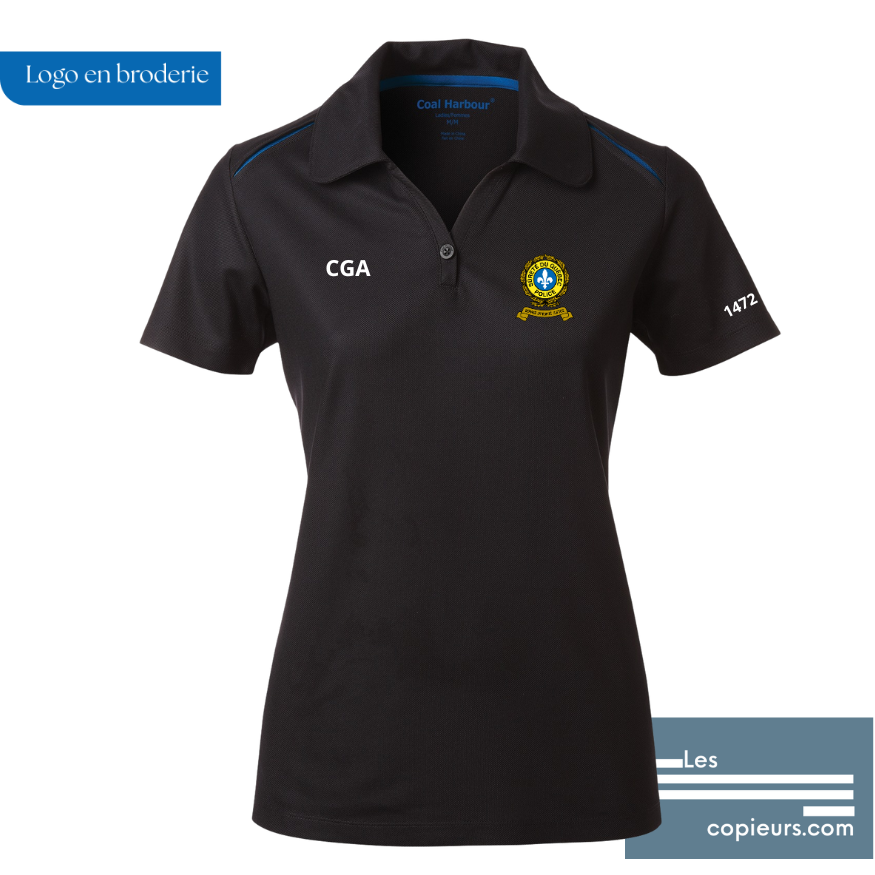 L4002 - CGA -Polo noir pour femme avec insertion couleur