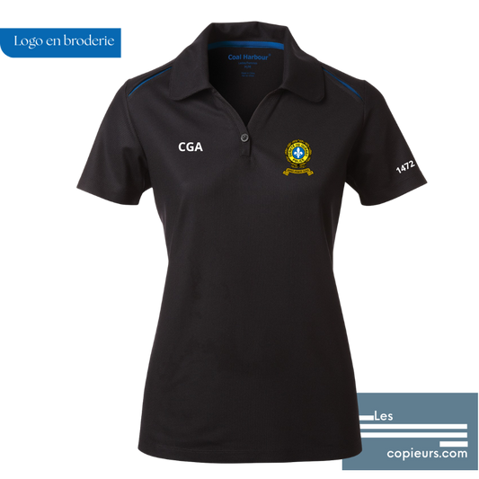 L4002 - CGA -Polo noir pour femme avec insertion couleur