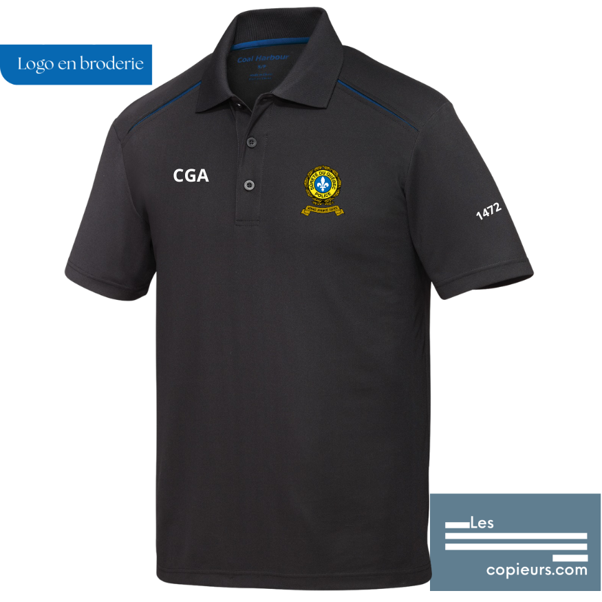 S4002 - CGA -Polo noir avec insertion couleur