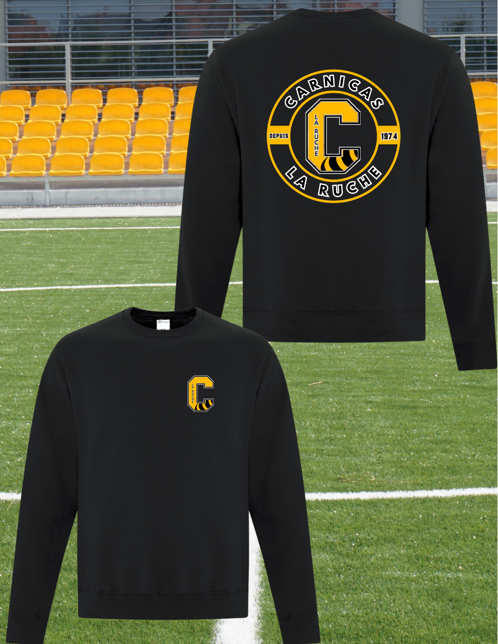 N2400C2 - Carnicas - Crewneck Noir avec deux logos