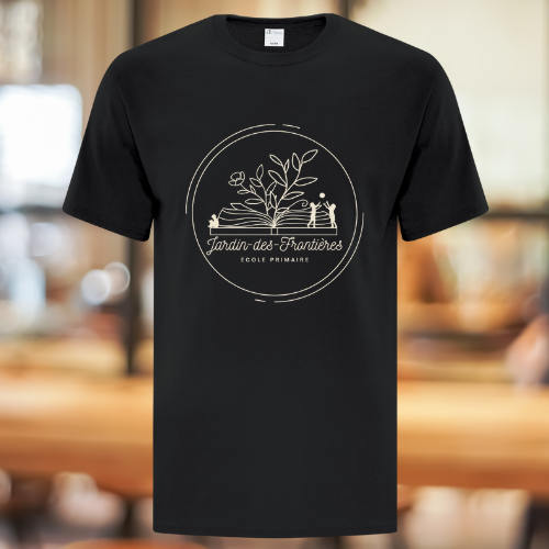 T000N-JDF- T-shirt noir école Jardins des Frontières