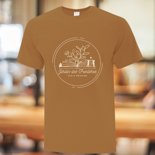 T000C-JDF- T-shirt caramel école Jardins des Frontières