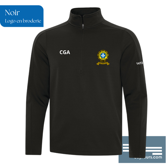F2035 - CGA -Chandail noir avec 1/4 fermeture éclaire