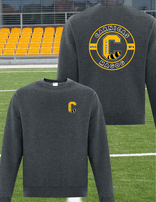 2400C2 - Carnicas - Crewneck gris foncé chiné avec deux logos