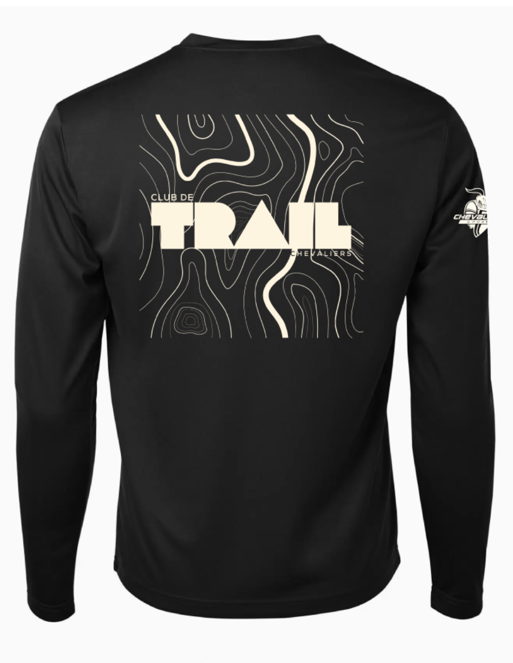 ESBTrail02- Chandail noir en tissu technique à manches-longues - Club de trail des chevaliers