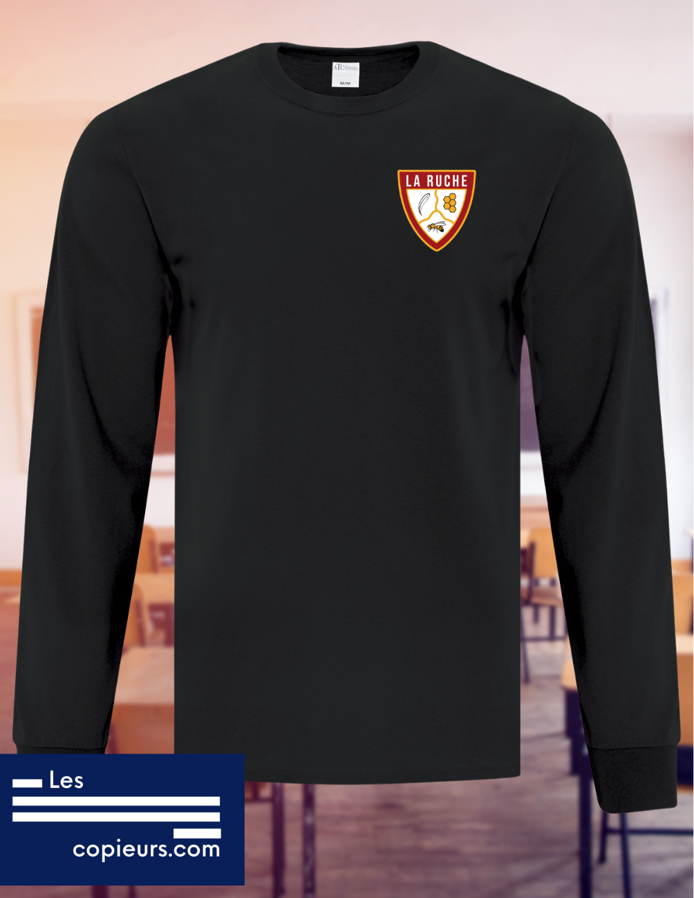 1015 - La Ruche - T-shirt noir à manches-courtes longues