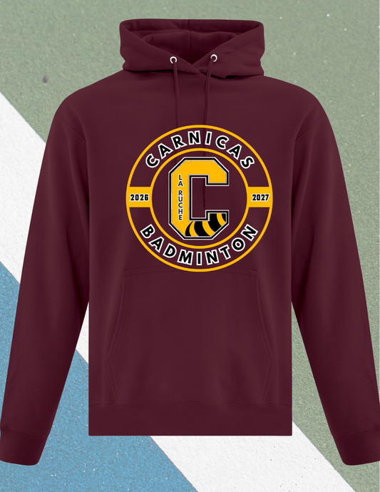 2500CBDr - Carnicas Badminton - Hoodie Bourgogne Carnicas logo rond