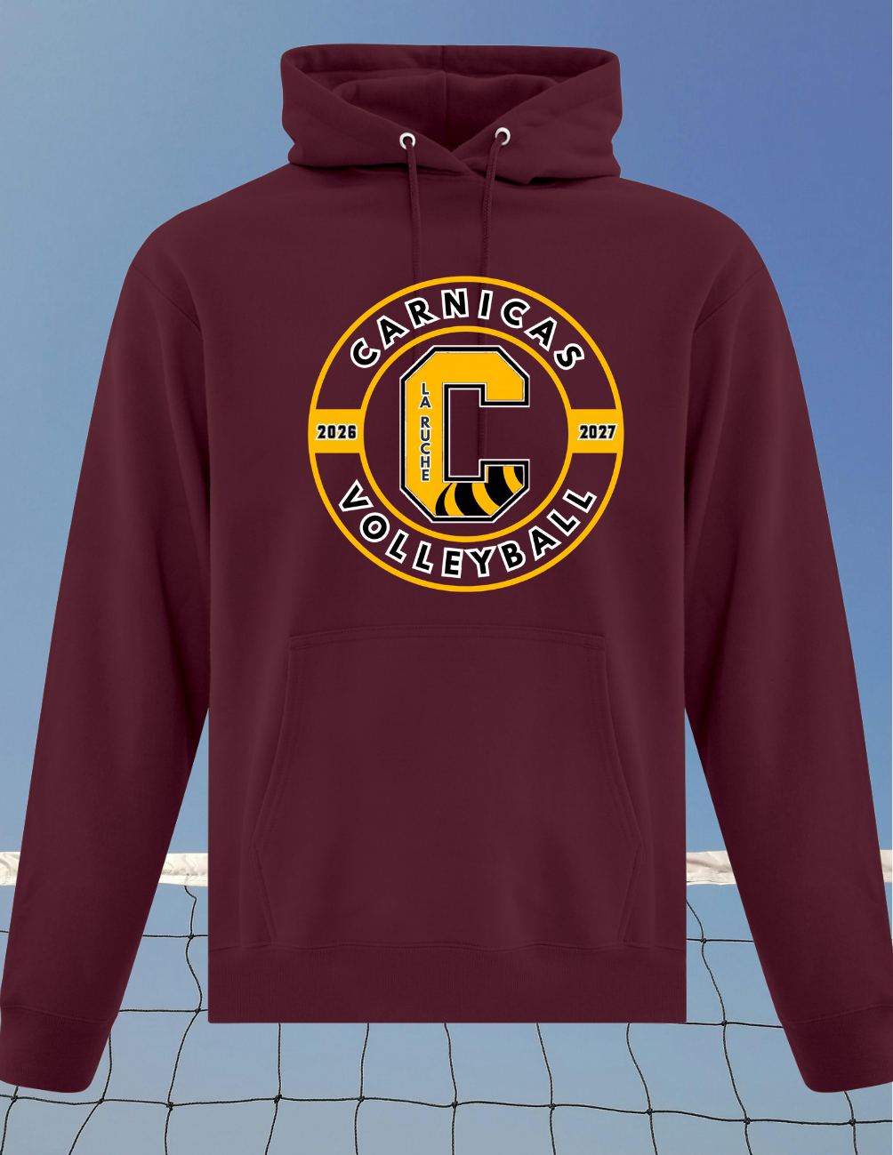 2500CVr- Carnicas - Hoodie Bourgogne Carnicas Volleyball avec logo rond
