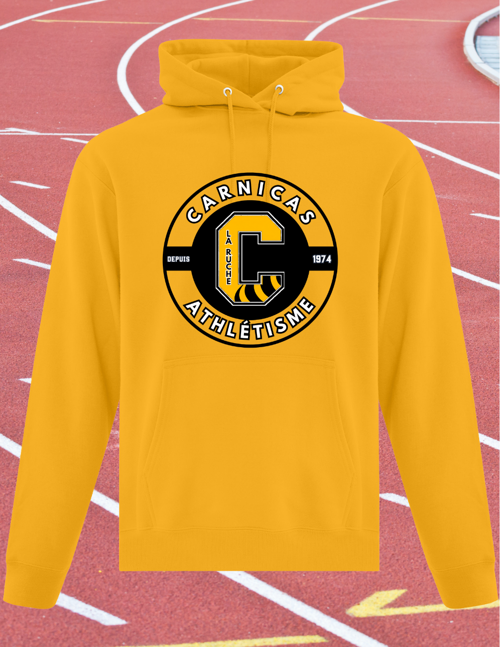 J2500CAR - Carnicas Athlétisme - Hoodie jaune logo rond