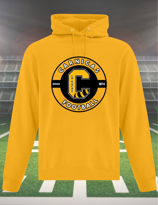 J2500CFR - Carnicas Football - Hoodie jaune Carnicas logo rond