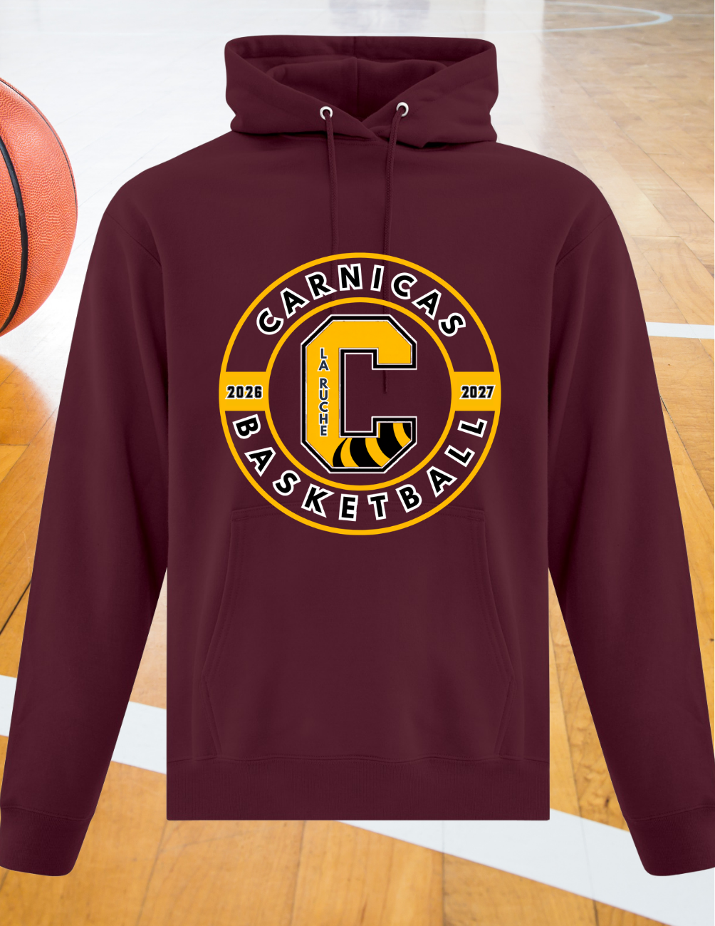 2500CBr - Carnicas Basketball - Hoodie Bourgogne Carnicas logo rond