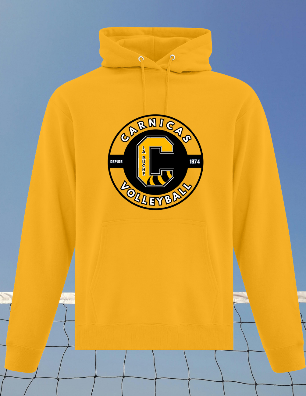 J2500CVR - Carnicas Volleyball- Hoodie jaune logo rond