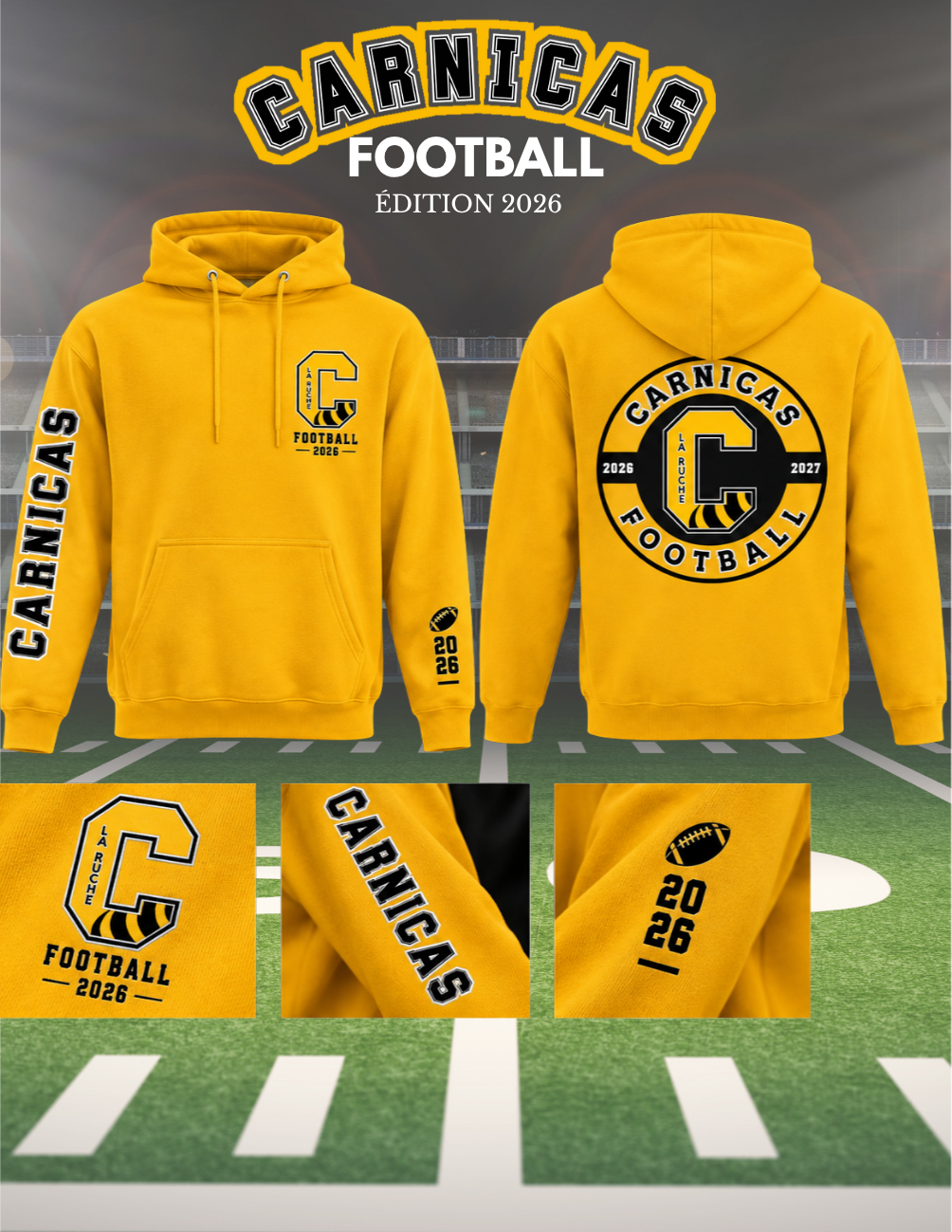2500CFS - Carnicas Football - Hoodie jaune édition spéciale