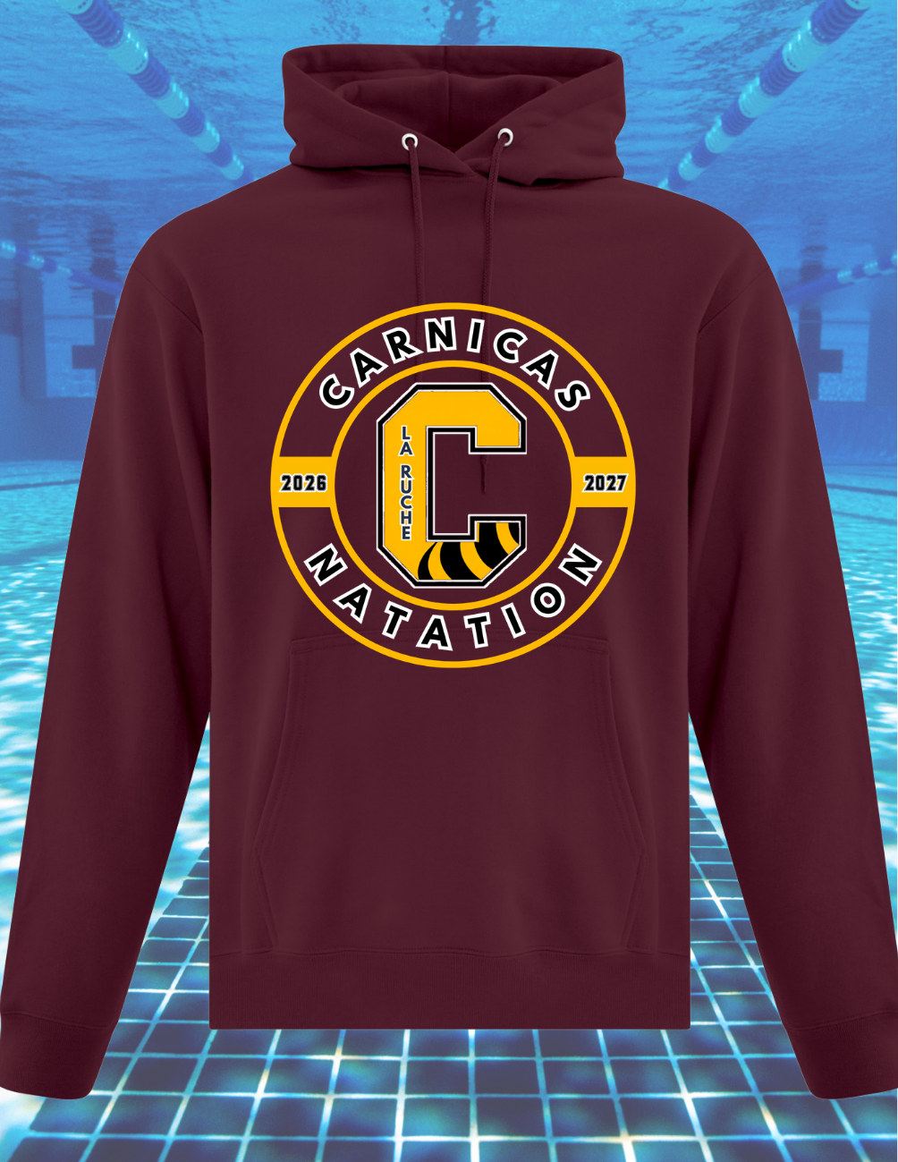 2500CNr - Carnicas Natation- Hoodie Bourgogne Carnicas logo rond