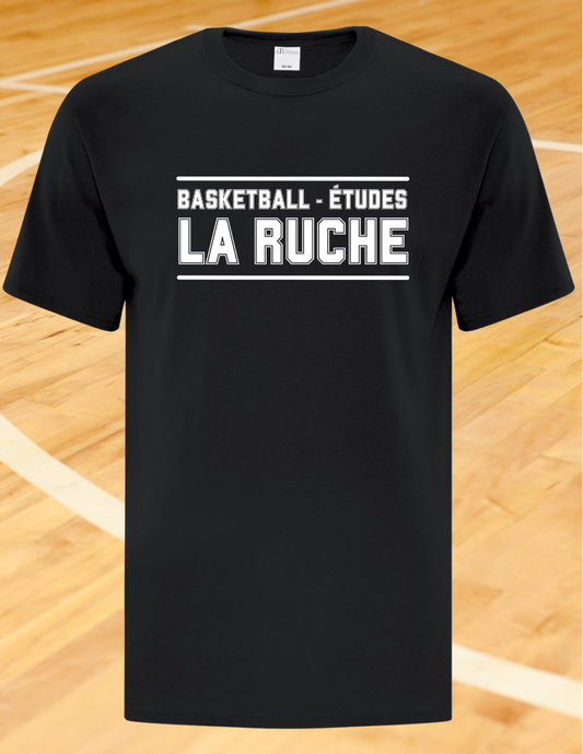 1000BR - T-shirt noir à manche courte en coton BASKET-ÉTUDES