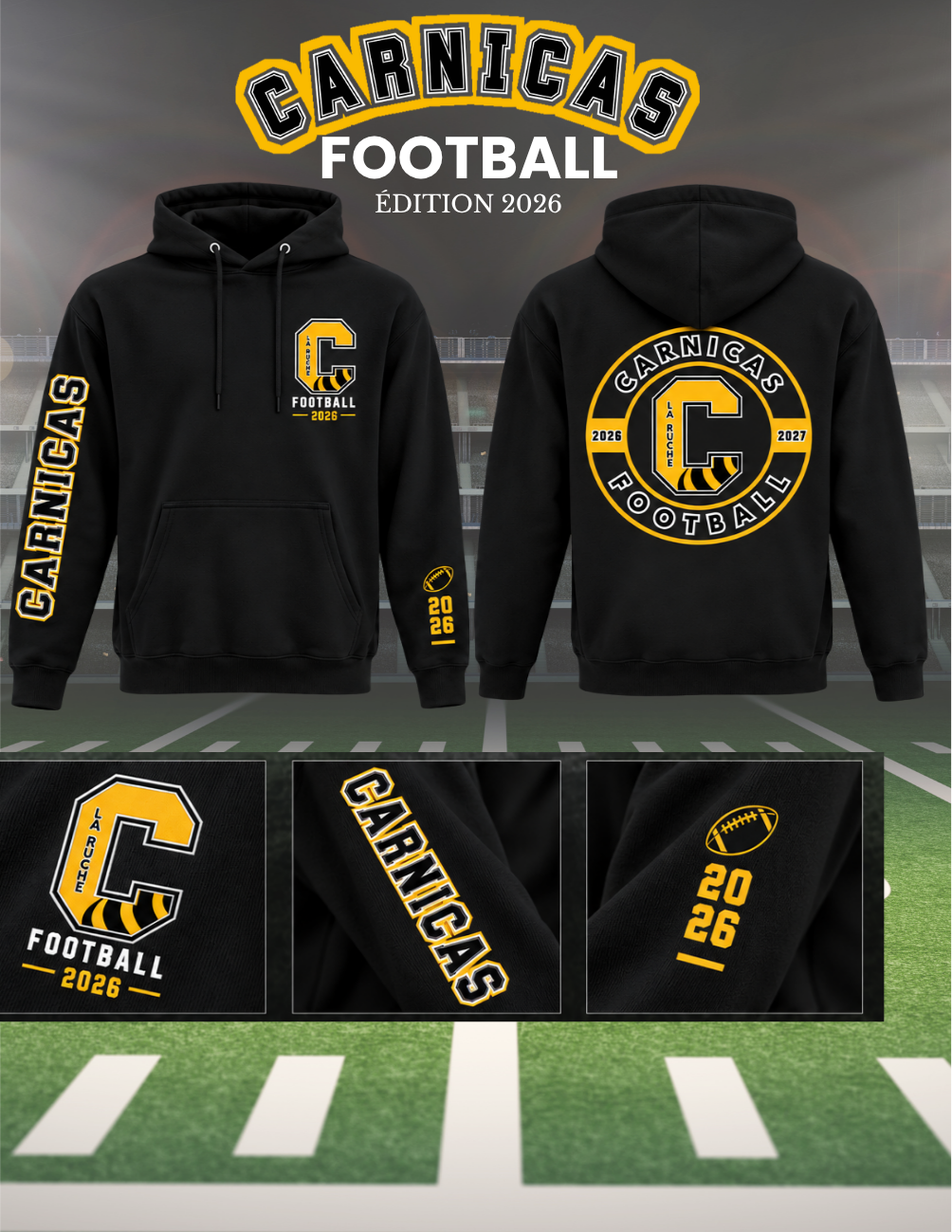 2500CFS - Carnicas Football - Hoodie noir édition spéciale