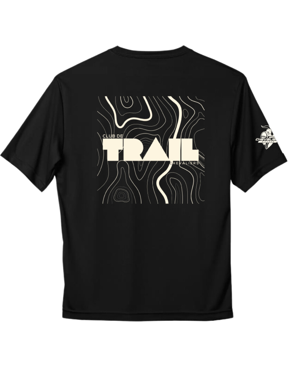 ESBTrail01 - Chandail noir en tissu technique à manches-courtes - Club de trail des chevaliers