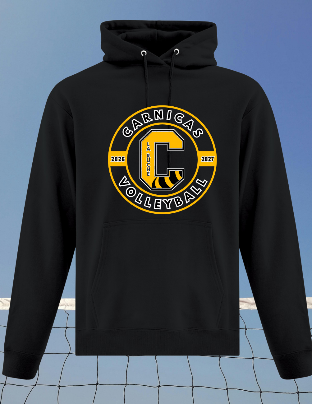 2500CVr- Carnicas - Hoodie Noir Carnicas Volleyball avec logo rond