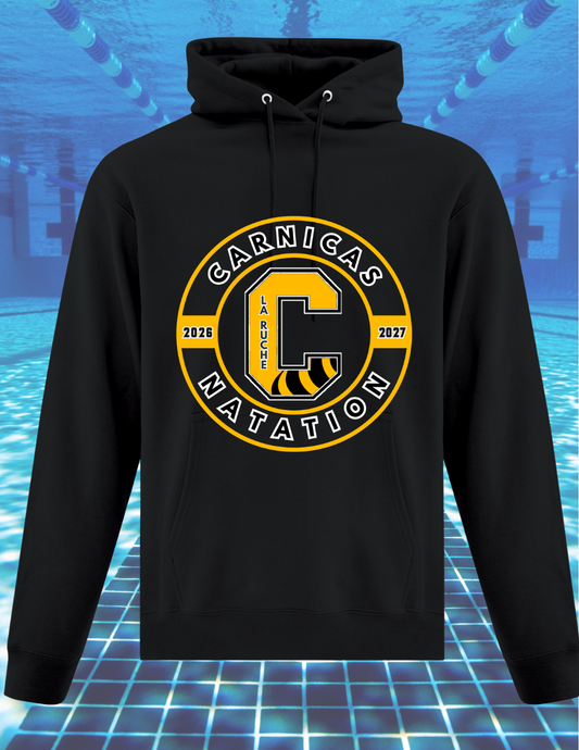 2500CNr- Carnicas - Hoodie Noir Carnicas Natation avec logo rond