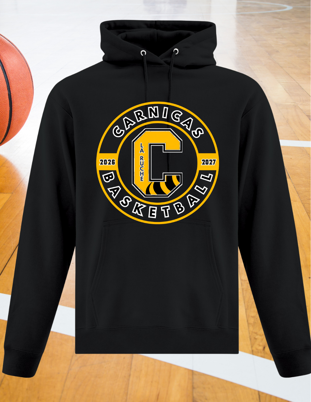 2500CBr - Carnicas Basketball - Hoodie noir Carnicas logo rond