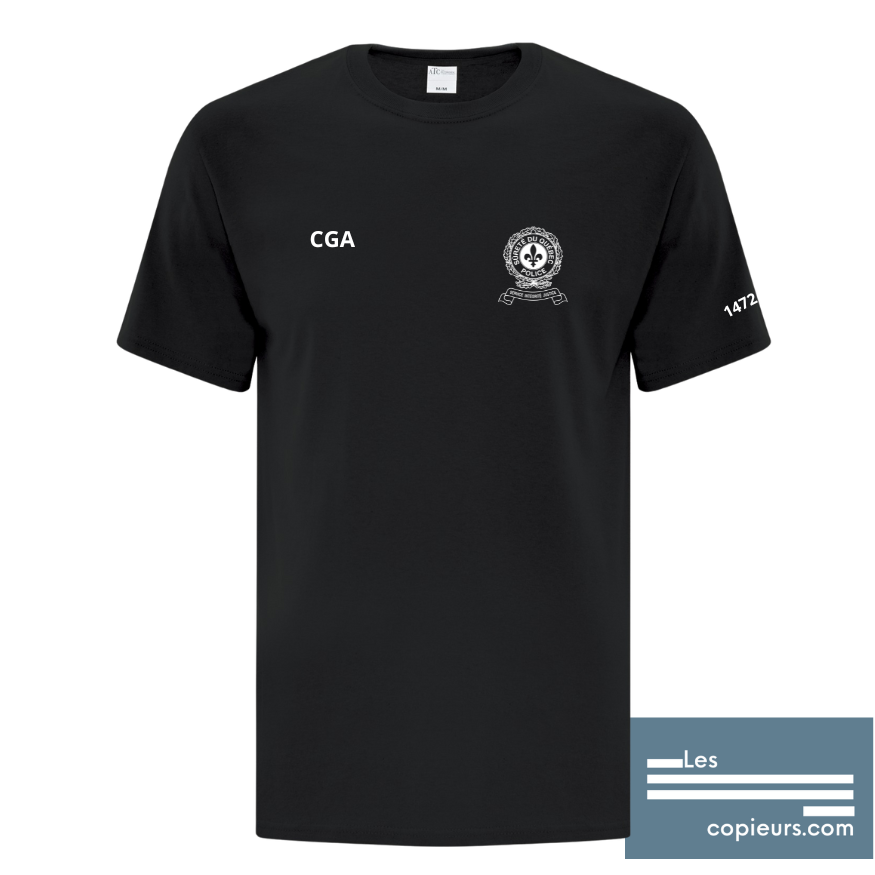 ATC1000N - CGA -T-shirt noir à manches-courtes en coton