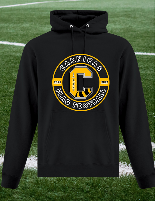 2500CFFR - Carnicas Flag Football - Hoodie Noir Carnicas logo rond