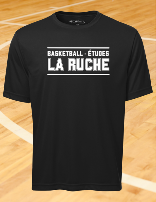 350BER - Chandail en tissus technique noir à manches-courtes - BASKET-ÉTUDES
