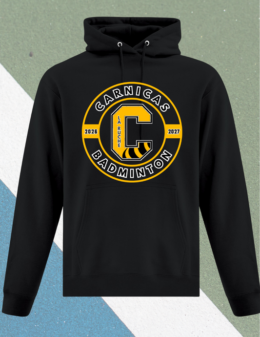 2500CBDr- Carnicas Badminton - Hoodie Noir Carnicas logo rond