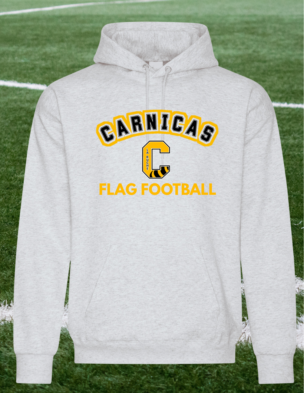 2500CFF - Carnicas Flag Football - Hoodie beige Carnicas logo