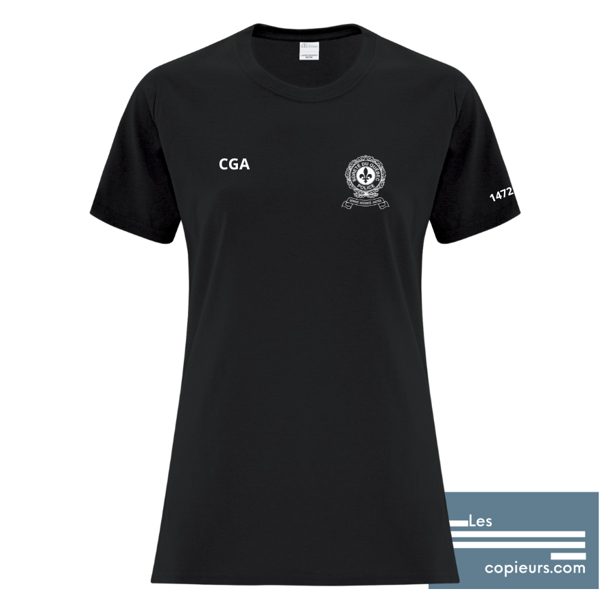 ATC1000N - CGA -T-shirt noir à manches-courtes en coton