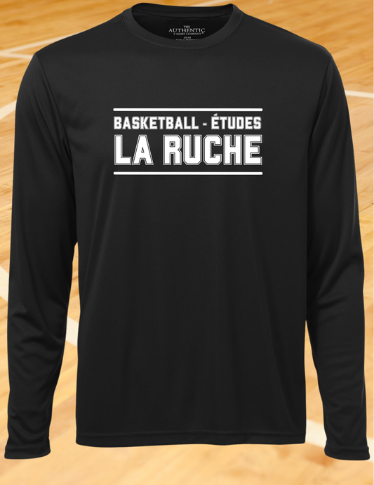 350LSBR - Chandail en tissus technique noir à manches-longues - BASKET-ÉTUDES