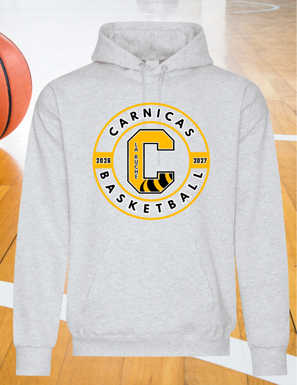 2500CBr - Carnicas Basketball - Hoodie beige Carnicas logo rond