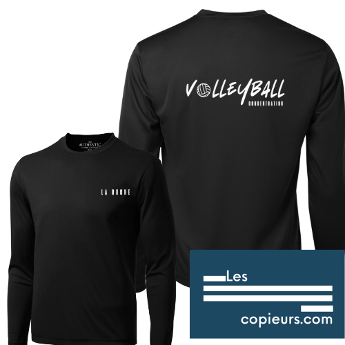 V2025 - Chandail noir en tissus technique à manches longues - CONCENTRATION VOLLEYBALL La Ruche