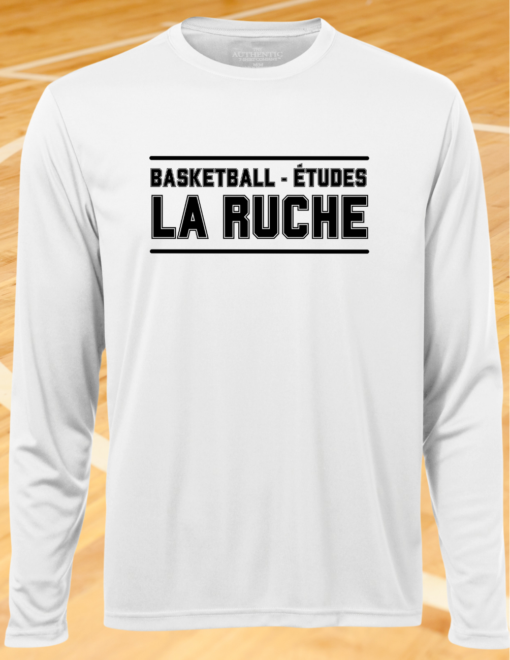 350LSBR - Chandail en tissus technique blanc à manches-longues - BASKET-ÉTUDES
