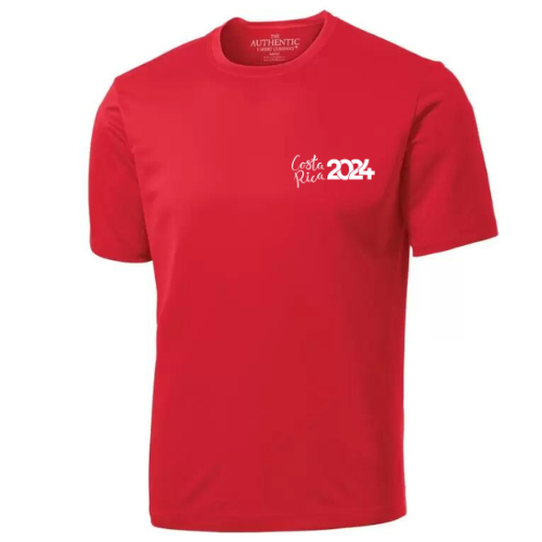 Costa Rica 2024-T-shirt rouge en tissu technique