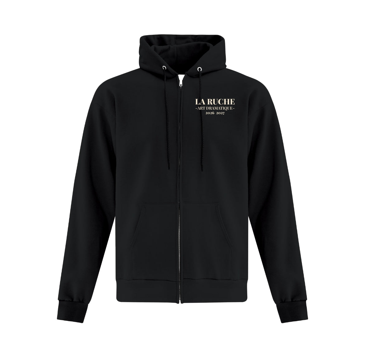 N2600RAD - Molleton noir à zip avec capuchon concentration Art Dramatique La Ruche