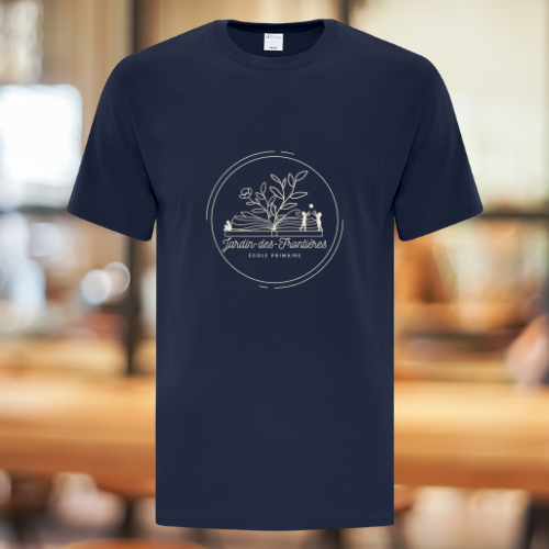 T000C-JDF- T-shirt marine école Jardins des Frontières