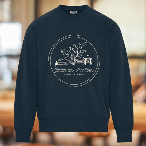 WeRK421N-JDF- Crewneck marine foncé école Jardins des Frontières