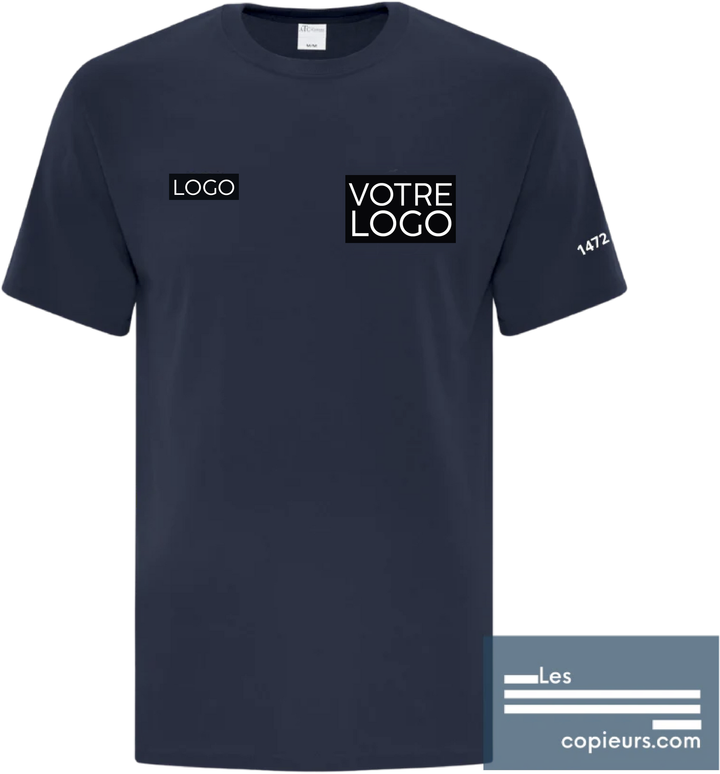 ATC1000M - Modèle pour boutique en ligne -T-shirt marine à manches-courtes en coton