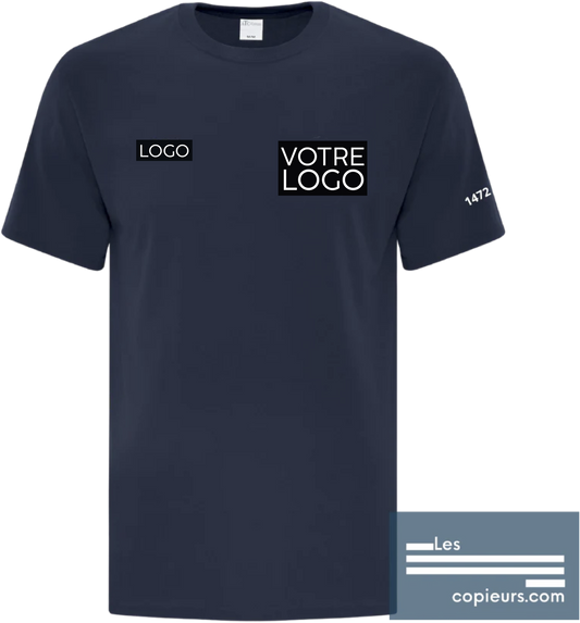 ATC1000M - Modèle pour boutique en ligne -T-shirt marine à manches-courtes en coton