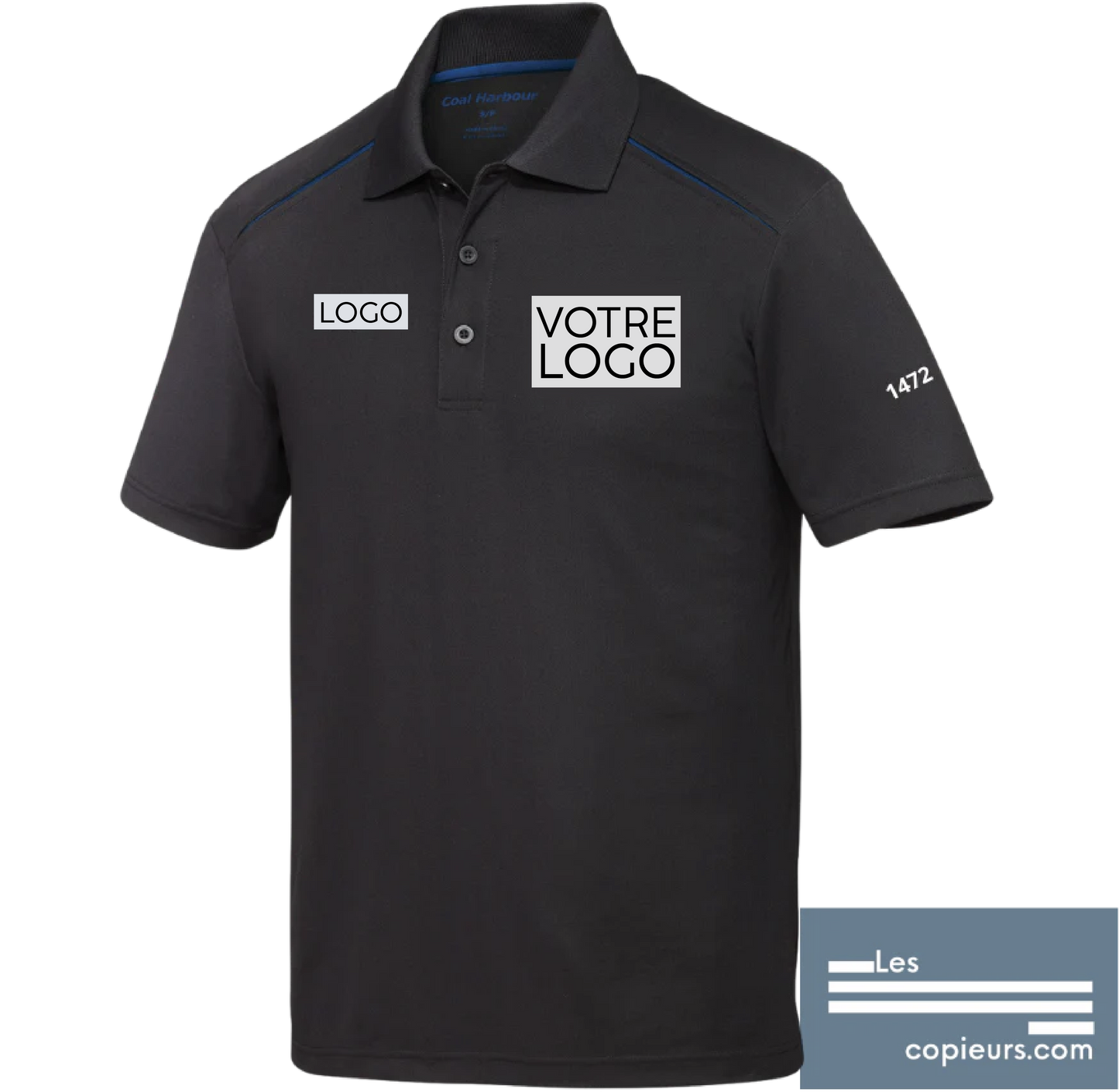 S4002 - Modèle boutique en ligne - Polo noir avec insertion couleur